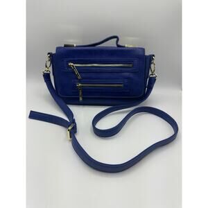 Olivia + Joy Blue Faux Leather Crossbody Purse w/ Top Handle, 11.25”L x 6”H
